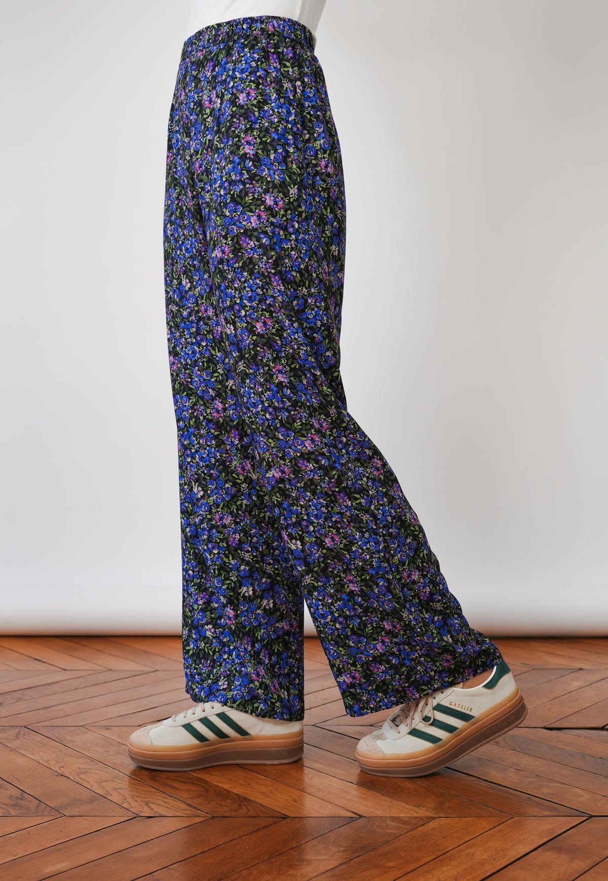 Pantalon LIZZY - Imprimé fleuri, taille haute élastiquée